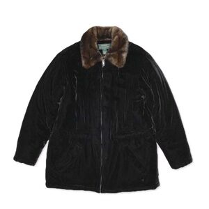 Lauren Ralph Lauren Black Coat with Brown Faux Fur Collar